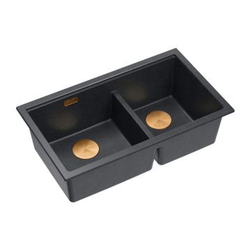 Chiuveta compozit sub blat Quadron Logan 120 negru diamant - cupru 76x45 cm