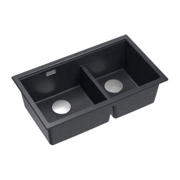 Chiuveta compozit sub blat Quadron Logan 120 negru diamant - inox 76x45 cm