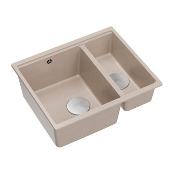Chiuveta compozit sub blat Quadron Logan 150 bej - inox 56x46 cm