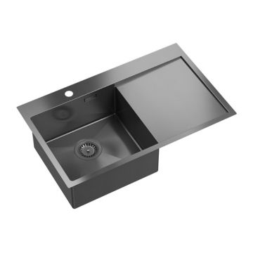 Chiuveta inox incastrata Quadron Unique Russel 111 finisaj grafit 78x48 cm