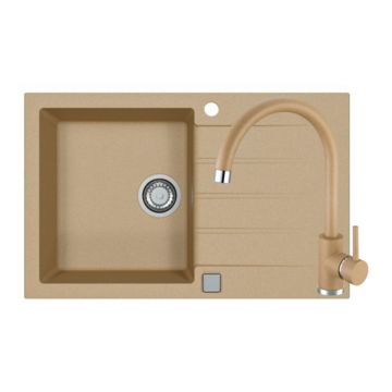 Set chiuveta bucatarie Alveus Cadit 20 bej 79x50 cm si baterie Kati monocomanda
