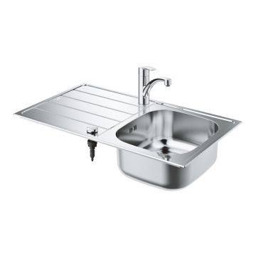 Set chiuveta inox Grohe K200 45 cm 1 cuva cu picurator orientare dreapta si baterie