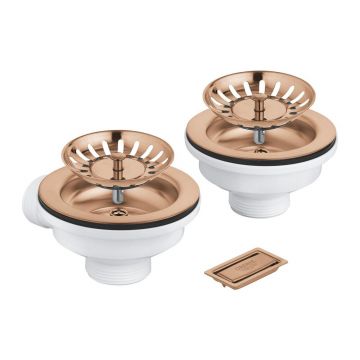 Set de scurgere pentru chiuveta dubla Grohe cupru