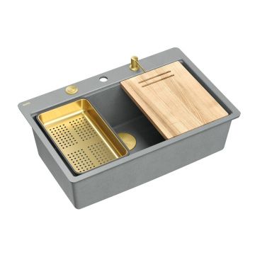 Statie de lucru incastrata Quadron Unique Marc 110 gri - auriu 1 cuva 75x49 cm