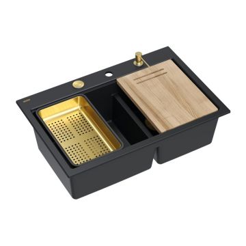 Statie de lucru incastrata Quadron Unique Marc 120 negru - auriu 76x50 cm