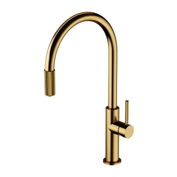 Baterie bucatarie auriu periat Omnires Switch cu 3 cai, pentruapafiltrata