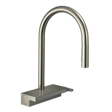 Baterie bucatarie cu dus extractibil Hansgrohe Aquno Select M81 sBox 3 functii inox periat