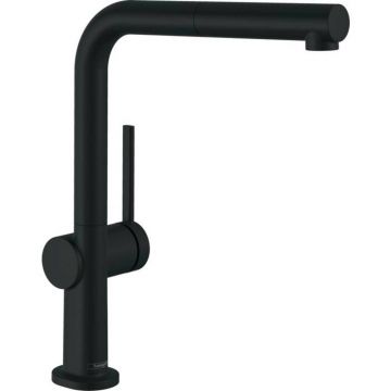 Baterie bucatarie cu dus extractibil Hansgrohe Talis M54 270 cu 1 jet pentru incalzitoare cu presiune scazuta finisaj negru mat