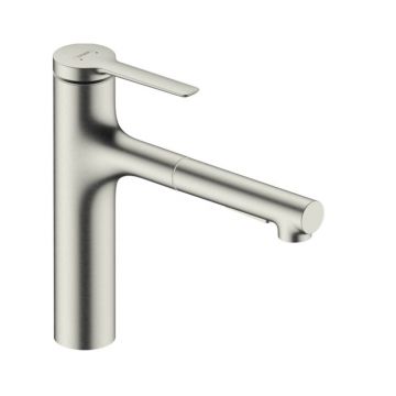 Baterie bucatarie cu dus extractibil Hansgrohe Zesis M33 160 cu 2 jeturi finisaj otel inoxidabil