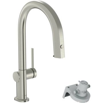 Baterie bucatarie cu dus extractibil si filtru de apa crom periat Hansgrohe Aquittura Select M91 210 sBox cu 1 jet