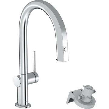 Baterie bucatarie cu dus extractibil si filtru de apa Hansgrohe Aqittura M91 210 cu 1 jet