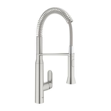 Baterie bucatarie cu pipa flexibila Grohe K7 crom periat Supersteel