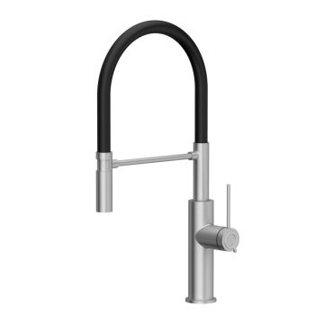Baterie bucatarie cu pipa flexibila Quadron Unique Q-Line Slim Gemma inox - negru