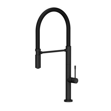 Baterie bucatarie cu pipa flexibila Quadron Unique T-Line Margot negru carbon