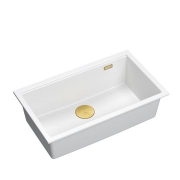 Chiuveta compozit incastrata Quadron Logan 110 alb - auriu 76x44 cm