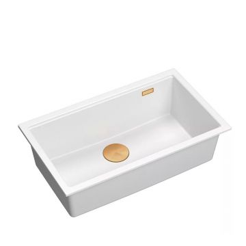 Chiuveta compozit incastrata Quadron Logan 110 alb - cupru 76x44 cm
