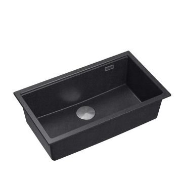Chiuveta compozit incastrata Quadron Logan 110 negru - inox 76x44 cm