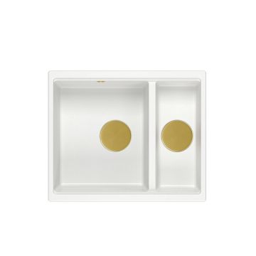 Chiuveta compozit incastrata Quadron Logan 150 alb - auriu 56x46 cm