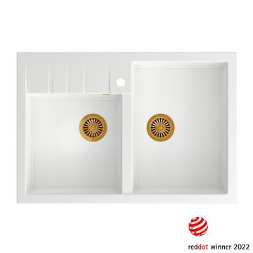 Chiuveta compozit incastrata Quadron Unique Bill 120 alb - cupru 90x62 cm