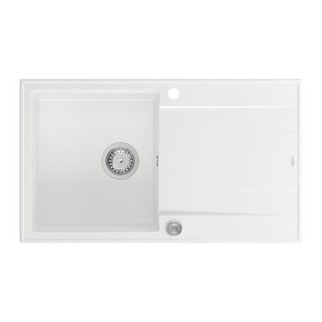 Chiuveta compozit incastrata Quadron Unique Evan 111 alb - inox 86x50 cm