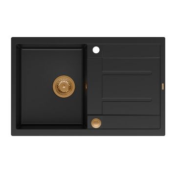 Chiuveta compozit incastrata Quadron Unique Morgan 111 negru carbon - cupru 78x50 cm