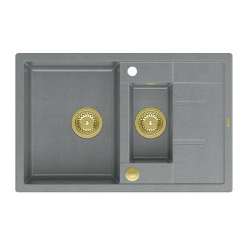 Chiuveta compozit incastrata Quadron Unique Morgan 156 gri - auriu 78x50 cm