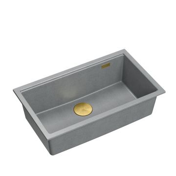 Chiuveta compozit sub blat Quadron Logan 110 gri - auriu 76x44 cm