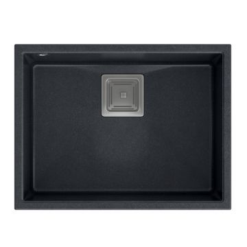 Chiuveta compozit sub blat Quadron Unique David 50 negru - inox 55x42 cm