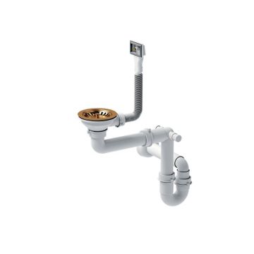 Sifon cu capac scurgere Quadron Unique pentru chiuvete inox finisaj cupru