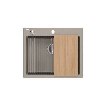 Statie de lucru incastrata cu dozator sapun Quadron Kurt 110 bej - inox 59.5x50 cm