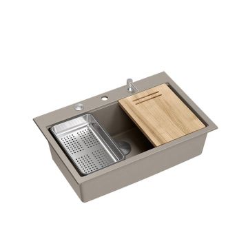 Statie de lucru incastrata cu dozator sapun Quadron Marc bej - inox 76x50 cm