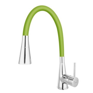 Baterie chiuveta bucatarie cu pipa flexibila culoare verde mat Ferro Zumba II Baterie chiuveta bucatarie cu pipa flexibila culoare verde mat Ferro Zumba II