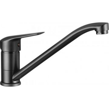Baterie chiuveta bucatarie, culoare negru mat cu pipa pivotanta, Deante Boro 60M