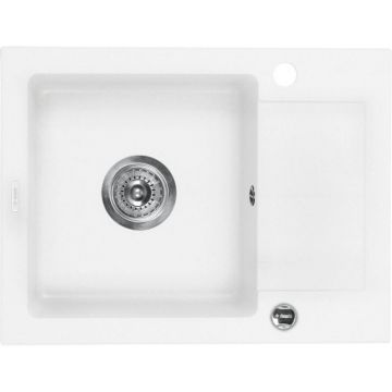 Chiuveta bucatarie compozit cu picurator alb mat 58 cm Deante Zorba