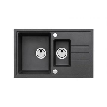 Chiuveta bucatarie compozit doua cuve negru carbon Alveus Intermezzo 70