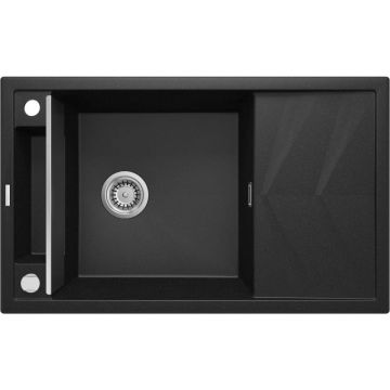 Chiuveta bucatarie compozit dreptunghiulara cu picurator grafit metalic Deante Magnetic