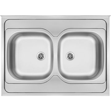 Chiuveta bucatarie inox cu doua cuve crom satin Deante Tango