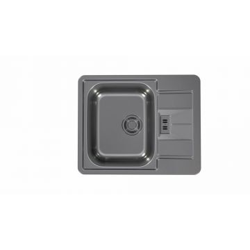 Chiuveta bucatarie inox, cu picurator, culoare antracit, Alveus Monarch Line 60