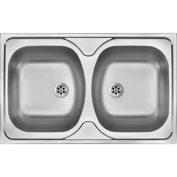Chiuveta bucatarie inox doua cuve crom satin Deante Tango 200