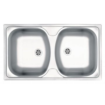 Chiuveta bucatarie inox doua cuve crom satin Deante Techno 200