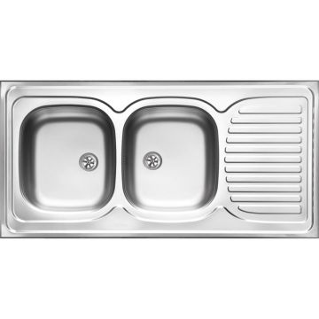 Chiuveta bucatarie inox doua cuve cu picurator crom Deante, Tango