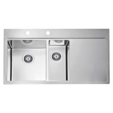 Chiuveta bucatarie inox doua cuve, cuva stanga, Alveus Pure 60