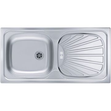 Chiuveta bucatarie inox satin cu picurator, stanga, Alveus Basic 80