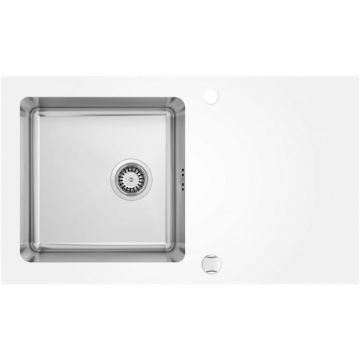 Chiuveta bucatarie inox si sticla cu picurator alba Deante Pallas 0W2C
