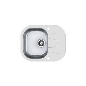 Chiuveta bucatarie inox si sticla securizata alba Alveus Wave 10