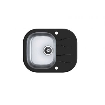 Chiuveta bucatarie inox si sticla securizata neagra Alveus Wave 10