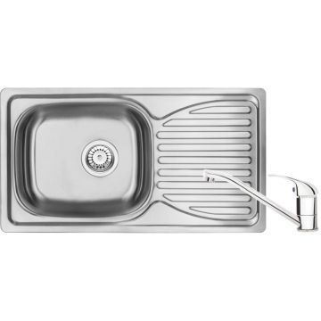 Set chiuveta bucatarie inox cu baterie bucatarie Deante, Doppio