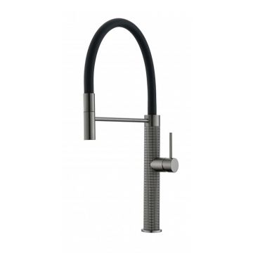Baterie bucatarie cu pipa flexibila Inter Ceramic finisaj Gun Grey mat