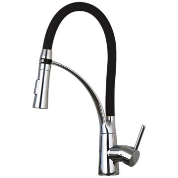 Baterie Chiuveta Bucatarie BisDesign , Dus Maleabil, 2 Functii de Curgere, Finisaj Crom Lucios, Dimensiune 44 cm