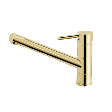 Baterie pentru bucatarie, cu spalator, auriu lucios, FDesign Flusso